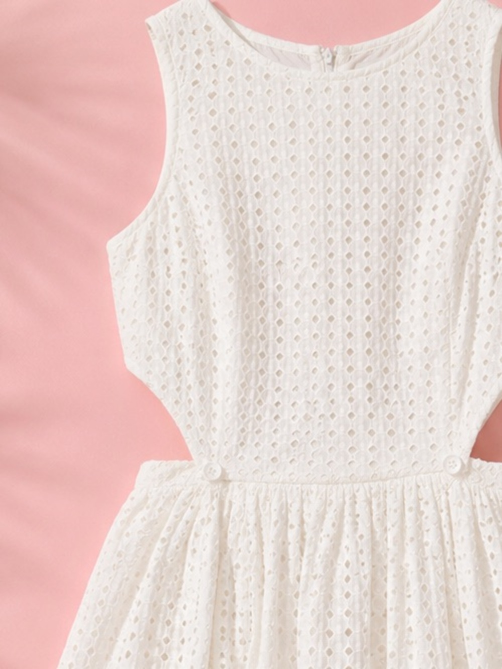 Topshop White Eyelet Midi Dress Cutout Waist Sleeveless NWT US 6 Nordstrom